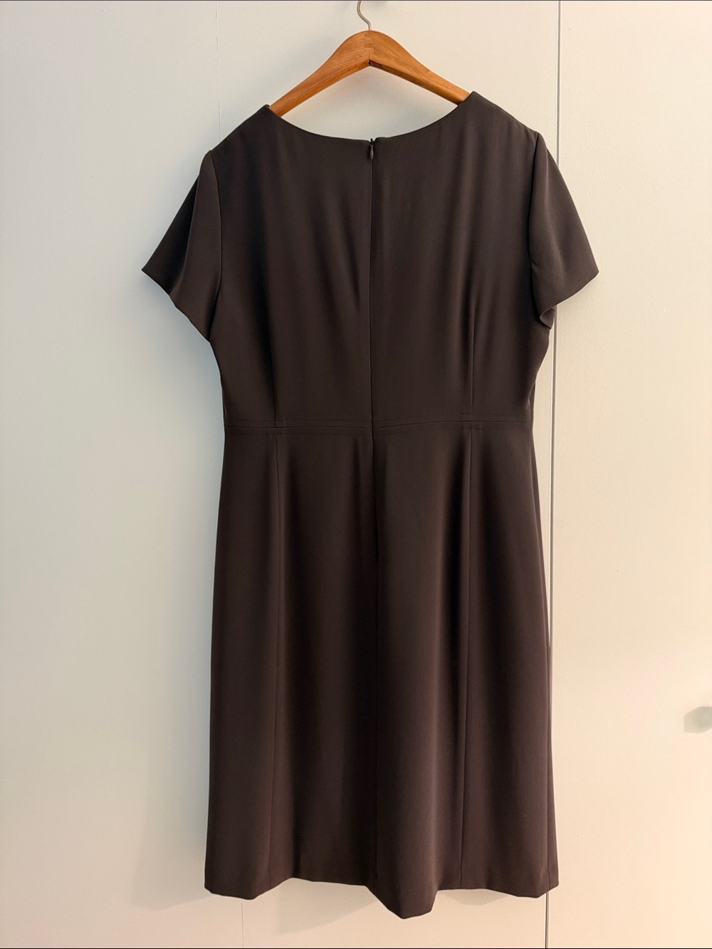 Talbots Brown Short-Sleeve Fit-and-Flare Lined Dress - Picture 3 of 12